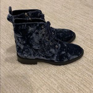 Rebecca Minkoff crushed velvet boots-navy